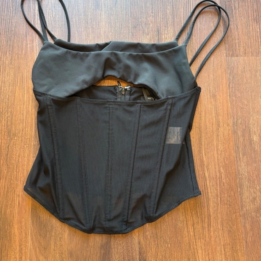 Vampy Going Out Black Corset Bustier Top XS White Fox Boutique Dark Coquette